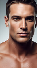 Man Portrait Looking at Camera with Tanned Skin in Studio