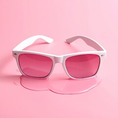 White sunglasses with pink lenses, melting pink puddle