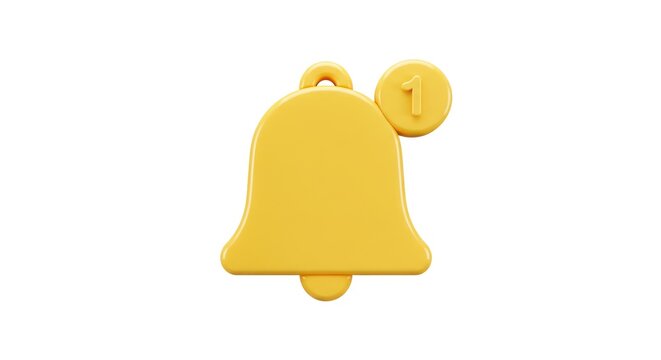 Yellow Notification Bell Icon with Number One Badge.