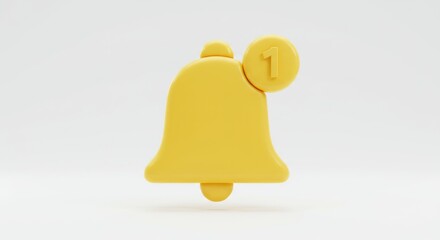Yellow Notification Bell Icon with Number One Badge.