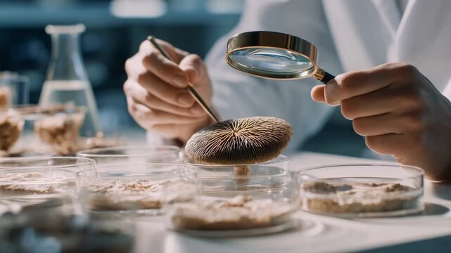 Scientific Scrutiny: A dedicated scientist meticulously examines samples within a controlled laboratory setting.