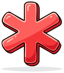 Fototapeta premium Cartoon red medical symbol illustration emergency care sign