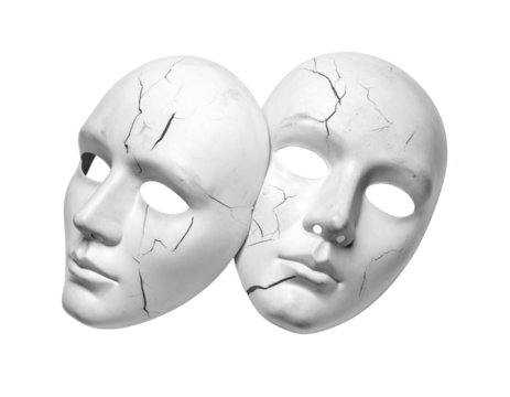  Distressed Horror Mask Trio Set for Dark Themes, isolated on transparent background