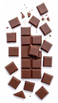 Dark chocolate bar broken into squares