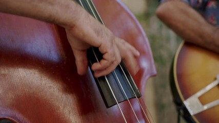 Jazz musician brings life to the double bass in a lively performance