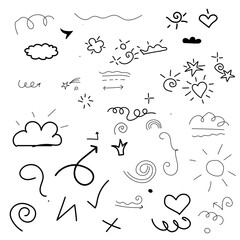 Print Hand-Drawn Sketch Line Art Set