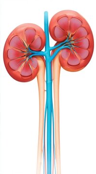 Anatomical illustration of human kidneys, showcasing the intricate structure and function in detail
