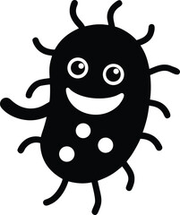 cute cartoon bacteria smiling  white background .eps