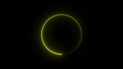 Glowing yellow neon line animation of a circular progress or loading bar on a black background, suitable for tech, abstract, or introductory visuals.