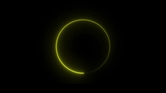 Glowing yellow neon line animation of a circular progress or loading bar on a black background, suitable for tech, abstract, or introductory visuals.