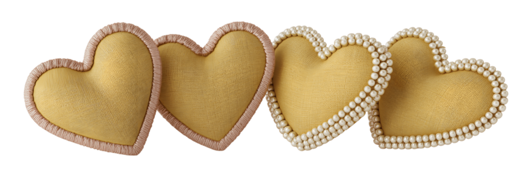 A Heart shapes with pearl and embroidered borders isolated on transparent background - Powered by Adobe