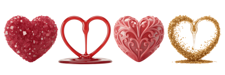 A Set For Heart love valentine symbol collection isolated on transparent background