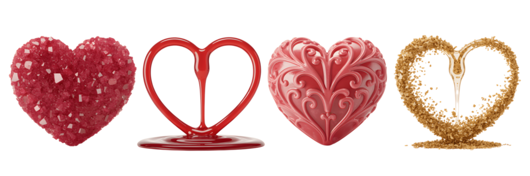 A Set For Heart love valentine symbol collection isolated on transparent background