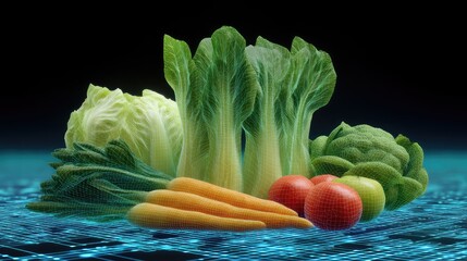 Fresh Organic Vegetables Displayed in a Digital Format Representing Modern Agriculture and Healthy Eating Choices for Sustainable Living and Nutrition Awareness