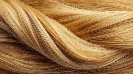 Naklejka premium Close-Up View of Silky Smooth Blonde Hair in Soft Wavy Texture for Hair Care, Cosmetology, and Beauty Industry Needs