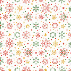 Fototapeta premium Seamless Nordic Snowflake Pattern in Christmas Colors