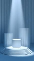 Obraz premium Illuminated stage with circular pedestals and textured background