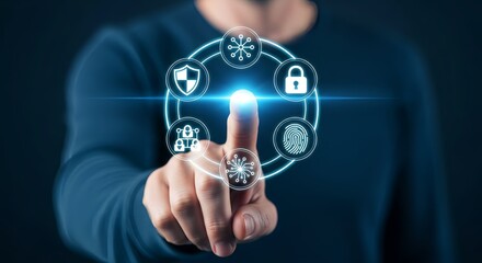 Tap into digital security with a finger press, accessing modern data protection tech