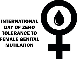 Vector illustration for international day of zero tolerance to female genital mutilation with female symbol