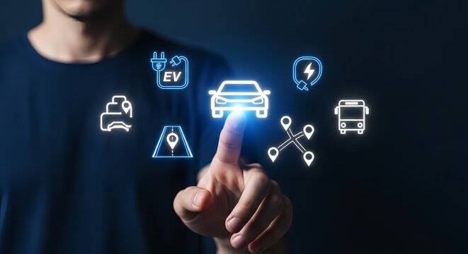 Innovative electric car technology with energy and transportation for modern lifestyle