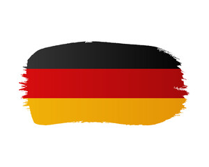Flat Germany flag illustration. German flag grunge paint brush stroke on white background.