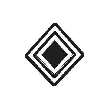 Concentric Diamond Shape, Black Rhombus with Rounded Corners on White Background
