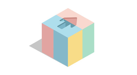 Fototapeta premium Isometric block with up arrow offers direction, guidance, and business growth for modern brands and startups seeking success and future forward thinking