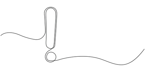 Continuous one line drawing of Exclamation mark icon vector. emphasis, highlighting a crucial idea symbol. vector illustration.
