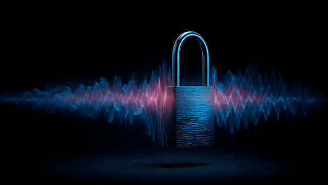 Photorealistic time hourglass padlock with smartphone time unlock, dark temporal blue, temporal money flow protected, vector banner illustration - Powered by Adobe