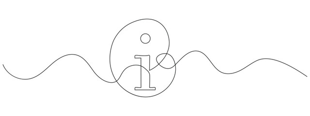 Continuous one line drawing of information icon vector. assistance, query symbol. vector illustration.