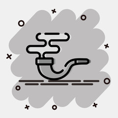 Icon smoking pipe. Pirates theme elements. Icon in comic style.