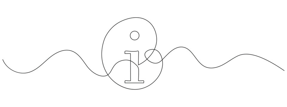 Continuous one line drawing of information icon vector. assistance, query symbol. vector illustration.