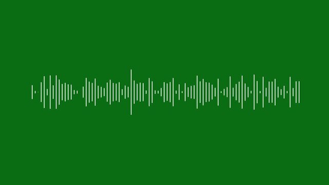 Sound waveform spectrum animation audio equalizer loop on green screen. animated sound visualizer, audio waves rhythm overlay 4k.