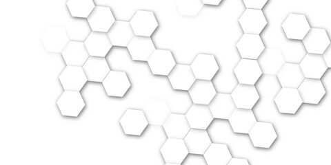 Obraz premium white honeycomb background. luxury backdrop design with hexagon patterns. 3d hexagonal background with shadows. geometric mesh cell texture.