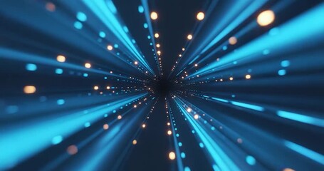 Futuristic neon geometric abstract background with glowing purple and pink squares, digital tech shapes and transparent layers, modern sci fi design ideal for motion graphics, animation and video proj - Powered by Adobe