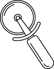 Minimalist Pizza Cutter Line Icon – Kitchen Tool Vector Illustration