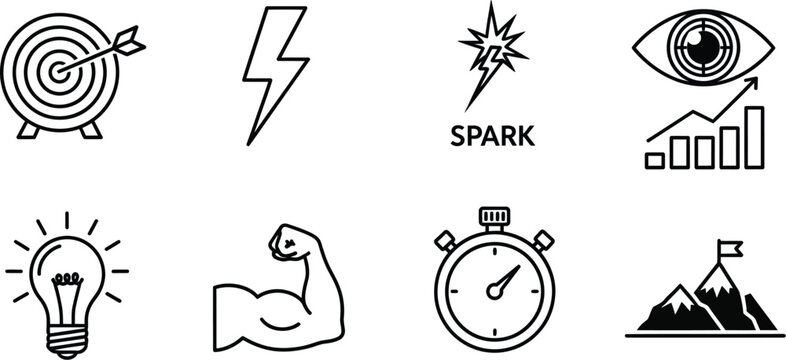 Corporate success icons set