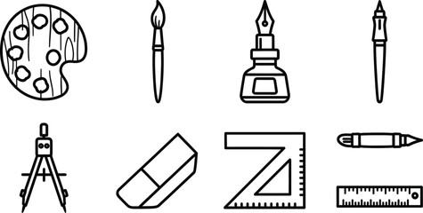 Fototapeta premium Art and design tools icon set