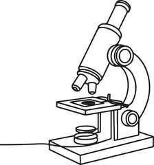 Continuous line art microscope with sample slide illustration