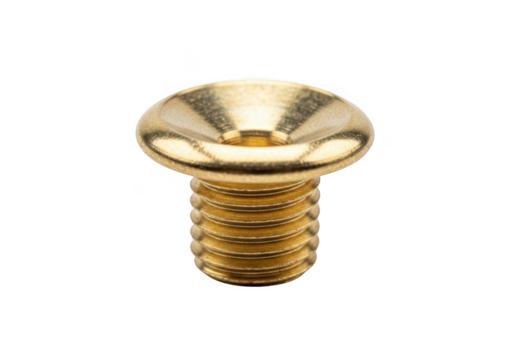 Brass flat head screw isolated on transparent background