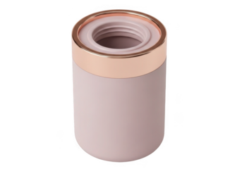 Light pink cosmetic tube with gold rim isolated on transparent background