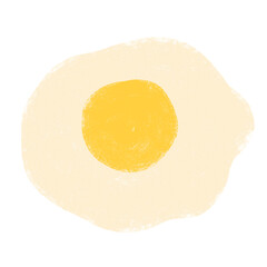 Fried egg isolated on a clean white background showing bright yellow yolk and cooked whites