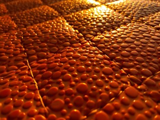 Obraz premium Texture of orange granular cushioned surface illuminated by warm sunlight