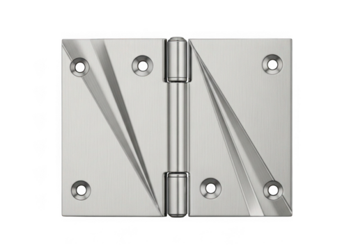 Polished metal door hinge isolated on transparent background