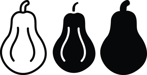 Fresh Ripe Pear Fruit Outline And Solid Healthy Food Ingredient Vector Silhouette and Pictogram..eps
