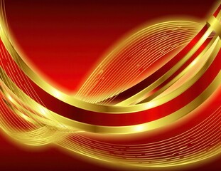 Abstract Red and Gold Wavy Background with Light Effects