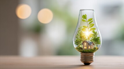 House inside a light bulb concept