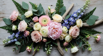 Elegant floral arrangement featuring roses and mixed flowers for decorative purposes