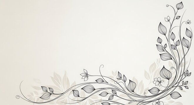 Elegant floral ornamentation artwork with leaves and subtle shadow details - Powered by Adobe