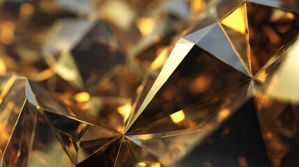 Close up of sparkling amber gemstones with golden highlights